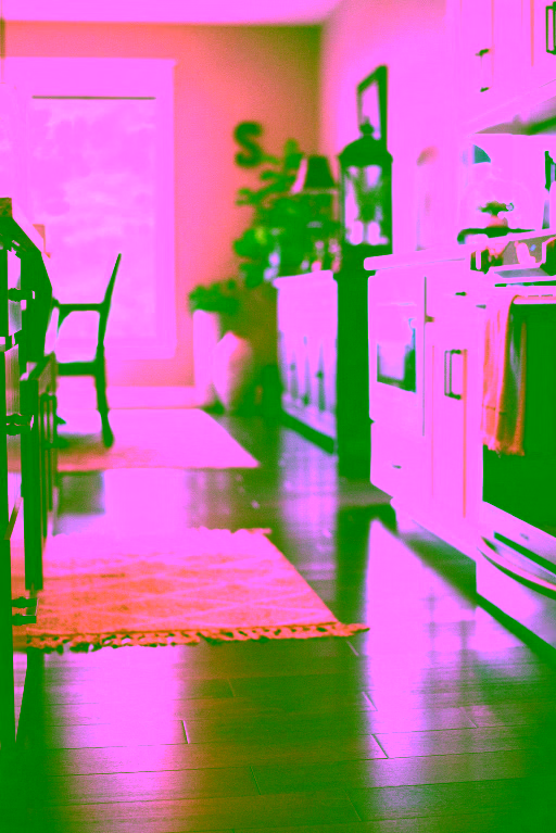 White-washed hickory floors in a family kitchen
